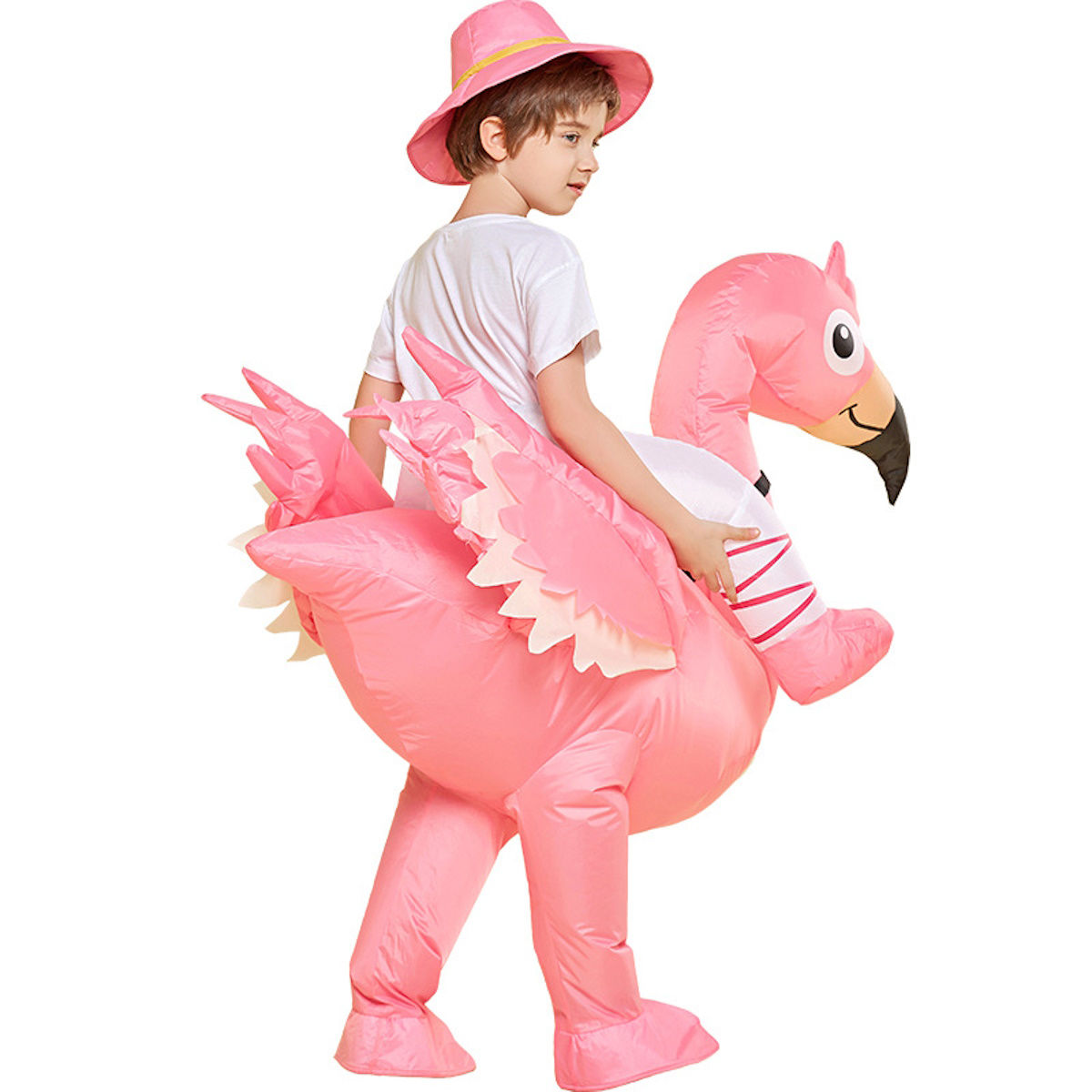 Kids Teens Inflatable Flamingo Ride on Costume - ChildAngle