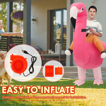 Kids Teens Inflatable Flamingo Ride on Costume - ChildAngle