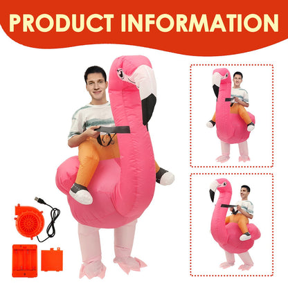 Kids Teens Inflatable Flamingo Ride on Costume - ChildAngle
