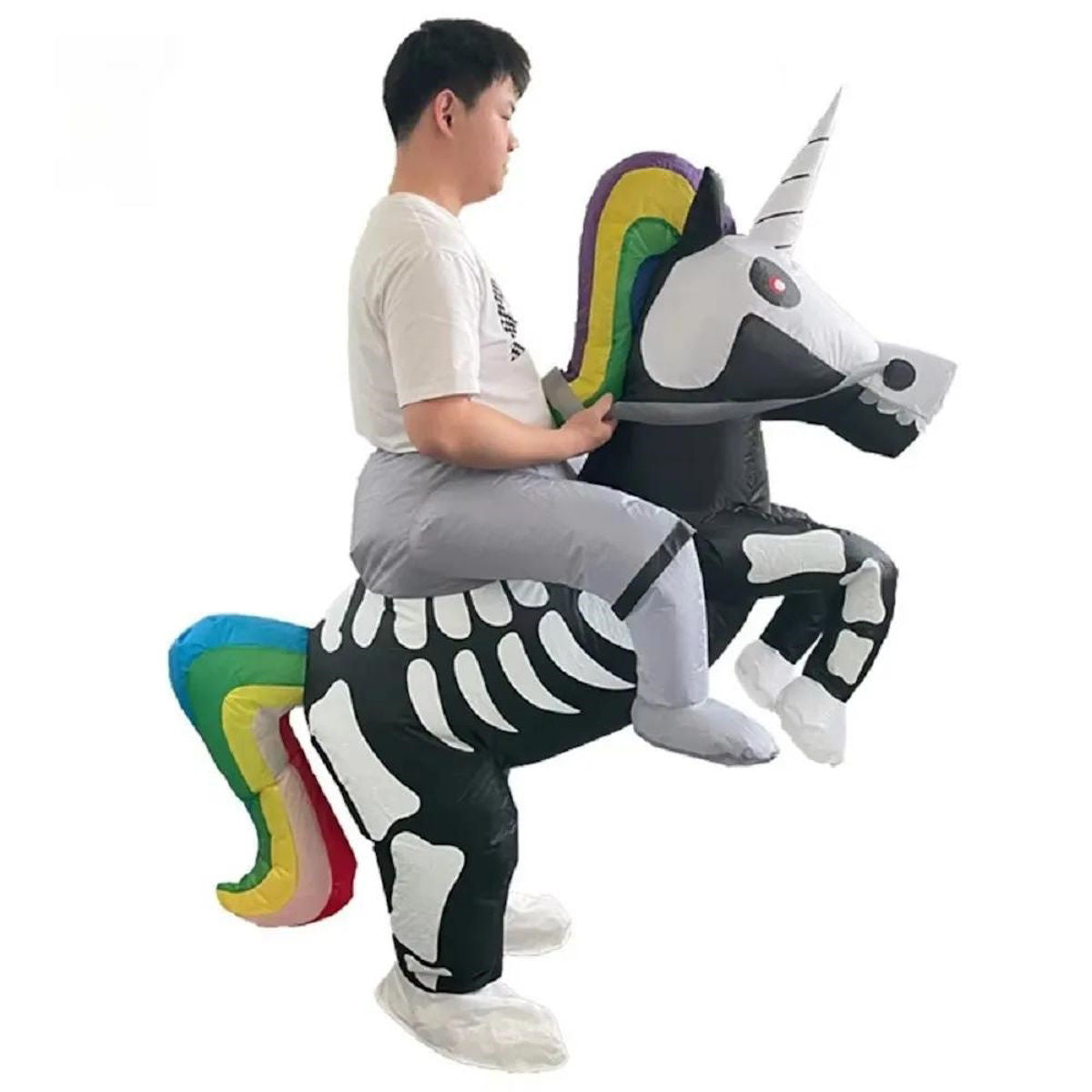 Kids Inflatable Skeleton Unicorn Ride on Costume Halloween - ChildAngle