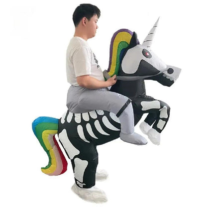 Kids Inflatable Skeleton Unicorn Ride on Costume Halloween - ChildAngle