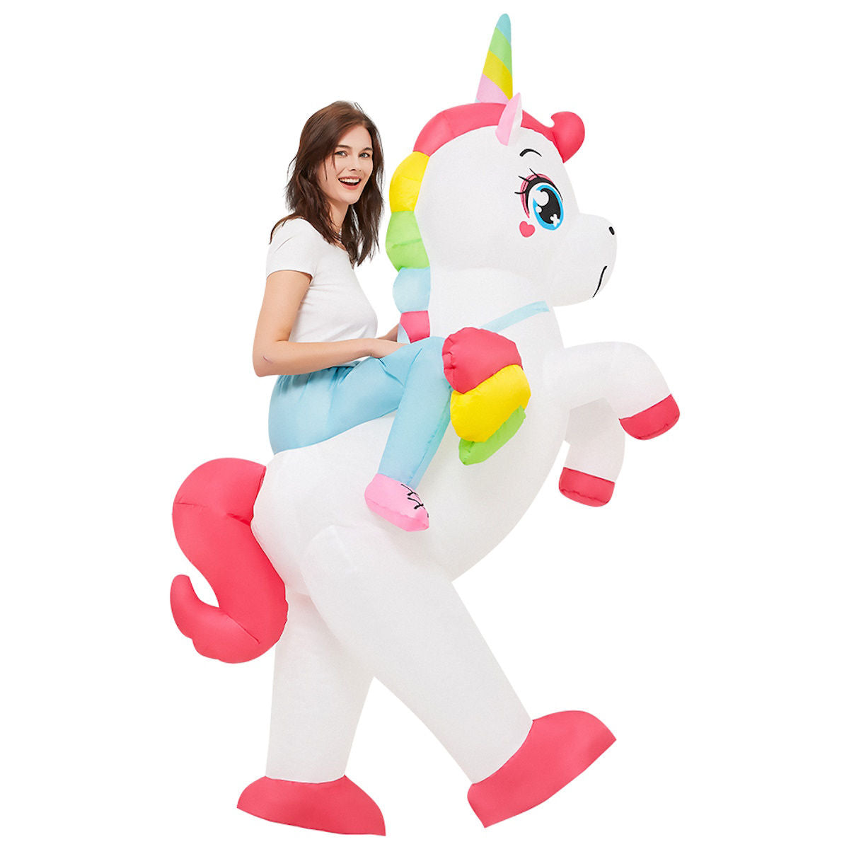Kids Inflatable Unicorn Ride on Costume Blow Up - ChildAngle