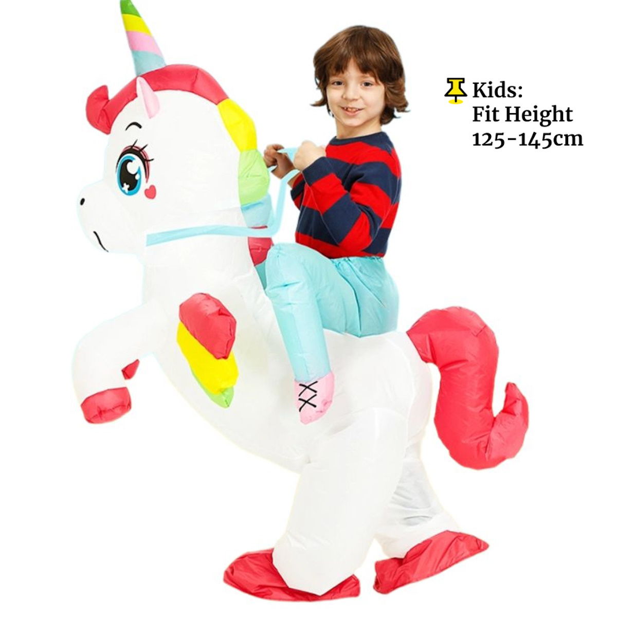 Kids Inflatable Unicorn Ride on Costume Blow Up - ChildAngle