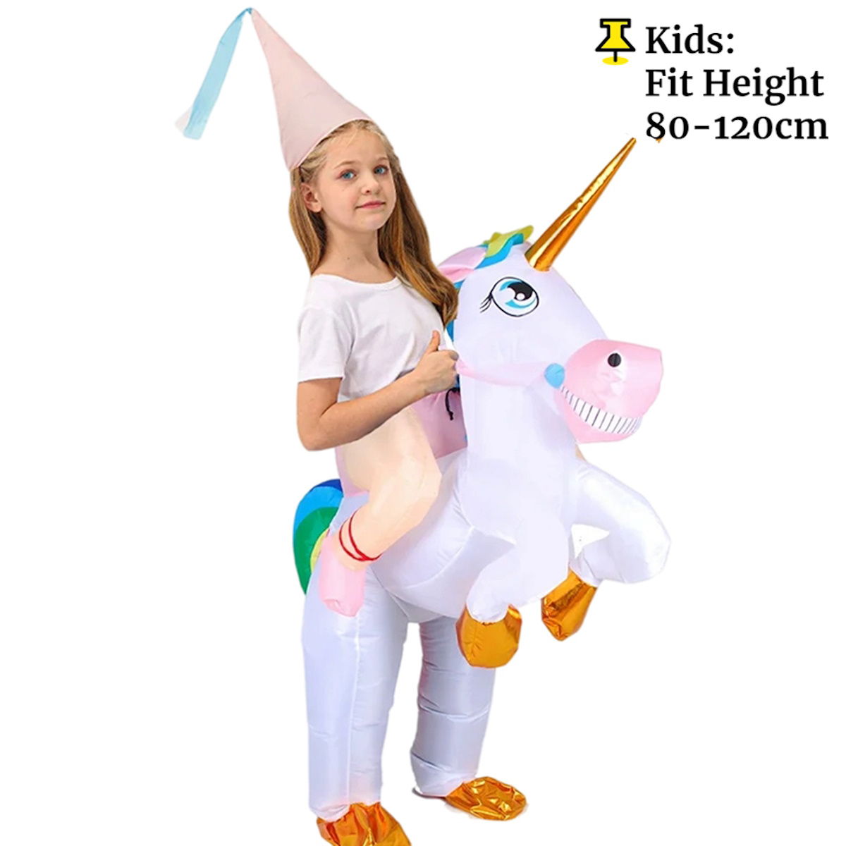 Kids Inflatable Unicorn Rider Costume Blow Up Pony Halloween - ChildAngle