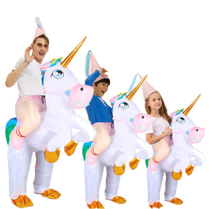 Kids Inflatable Unicorn Rider Costume Blow Up Pony Halloween - ChildAngle