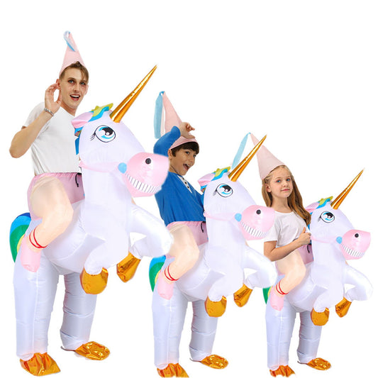 Kids Inflatable Unicorn Rider Costume Blow Up Pony Halloween - ChildAngle