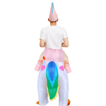 Kids Inflatable Unicorn Rider Costume Blow Up Pony Halloween - ChildAngle