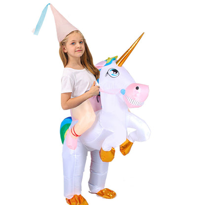 Kids Inflatable Unicorn Rider Costume Blow Up Pony Halloween - ChildAngle