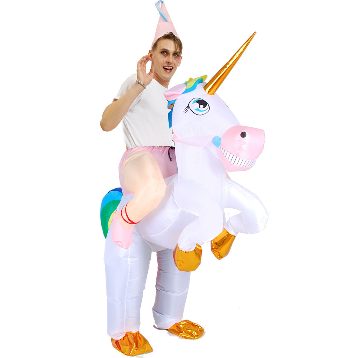 Kids Inflatable Unicorn Rider Costume Blow Up Pony Halloween - ChildAngle