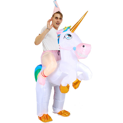 Kids Inflatable Unicorn Rider Costume Blow Up Pony Halloween - ChildAngle