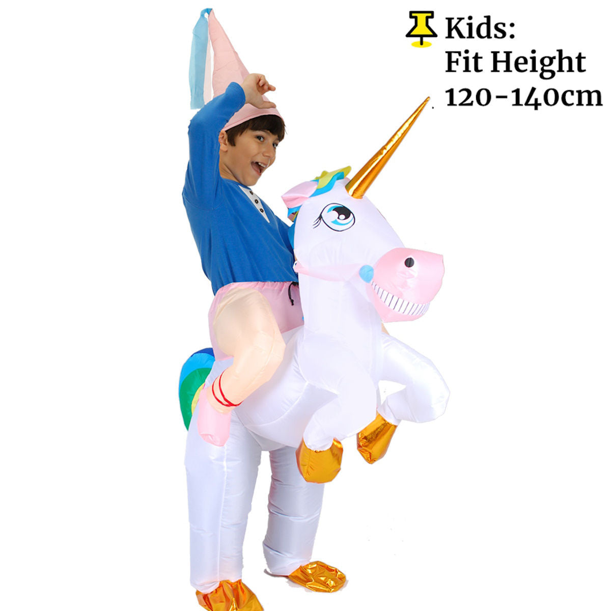Kids Inflatable Unicorn Rider Costume Blow Up Pony Halloween - ChildAngle
