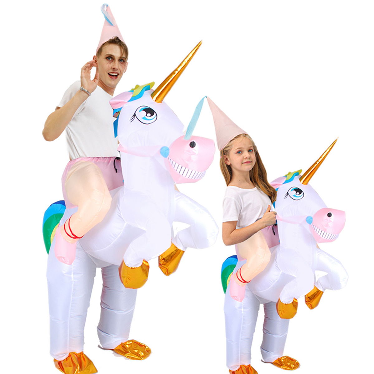 Kids Inflatable Unicorn Rider Costume Blow Up Pony Halloween - ChildAngle