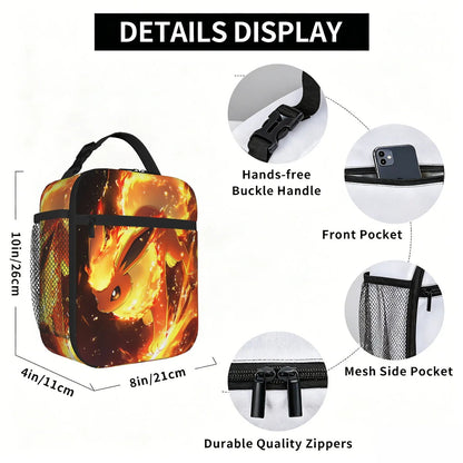 Pikachu Charizard Flareon Pokemon Insulated Lunch Bag Portable Lunch Tote - ChildAngle