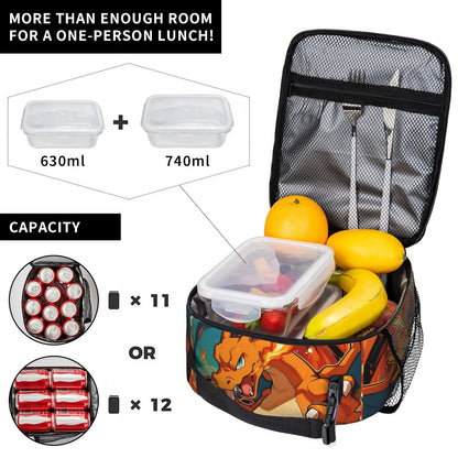 Pikachu Charizard Flareon Pokemon Insulated Lunch Bag Portable Lunch Tote - ChildAngle
