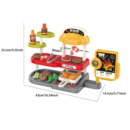 Kids Pretend Play BBQ Shrimp Fish Steak Grill with Ordering Machine - ChildAngle