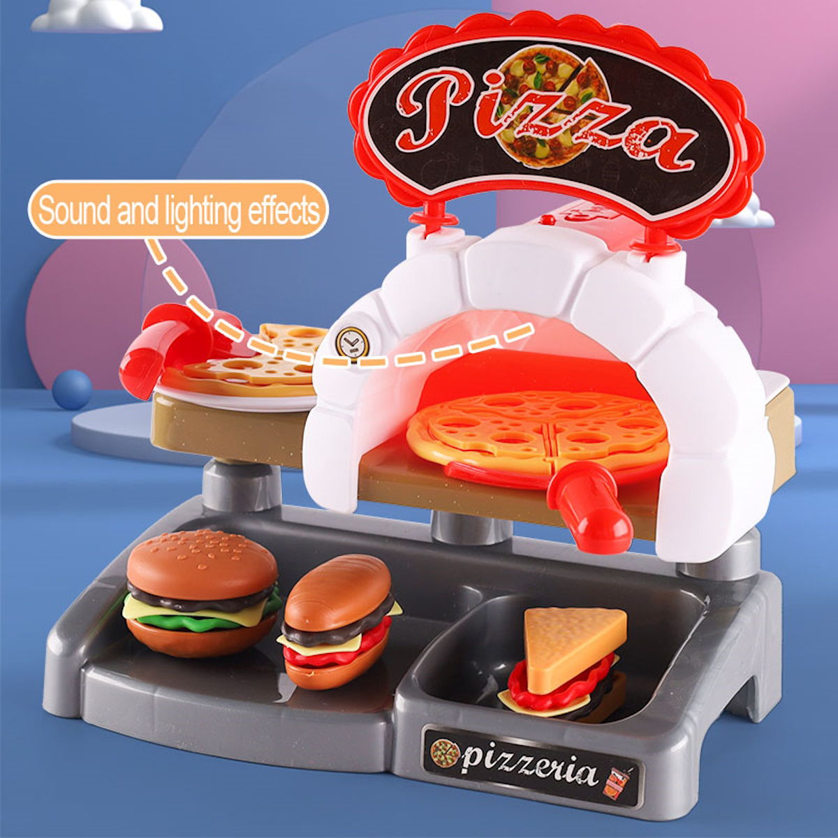 Kids Pretend Play Coffee Maker Hamburger Pizza & Dessert Station with Cash Register - ChildAngle