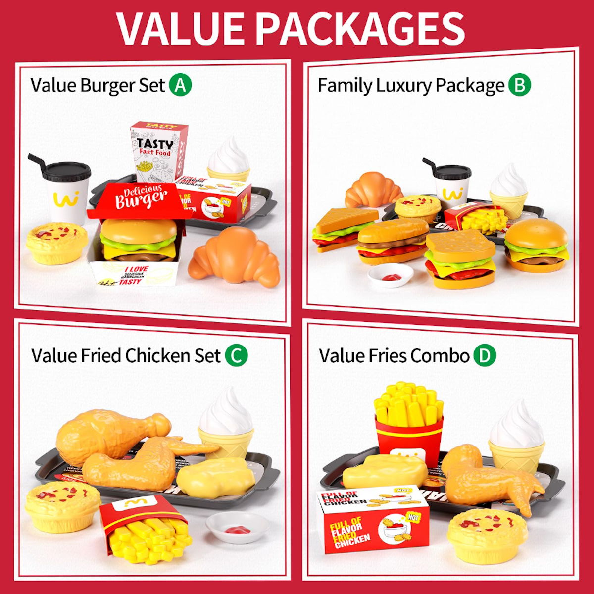 Kids Pretend Play Hamburger and Dessert Stand with Ordering Machine - ChildAngle