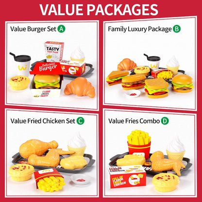 Kids Pretend Play Hamburger and Dessert Stand with Ordering Machine - ChildAngle