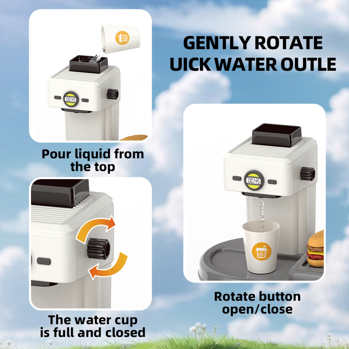 Kids Pretend Play Hamburger and Dessert Stand with Ordering Machine - ChildAngle