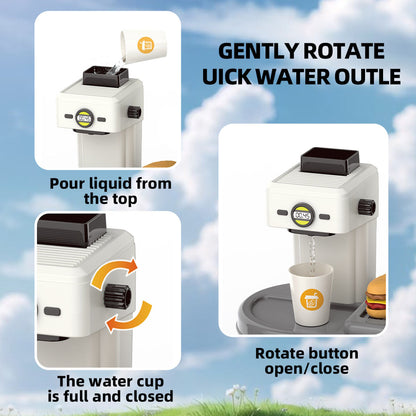 Kids Pretend Play Hamburger and Dessert Stand with Ordering Machine - ChildAngle