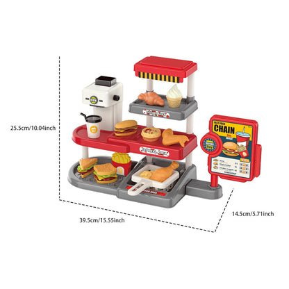 Kids Pretend Play Hamburger and Dessert Stand with Ordering Machine - ChildAngle