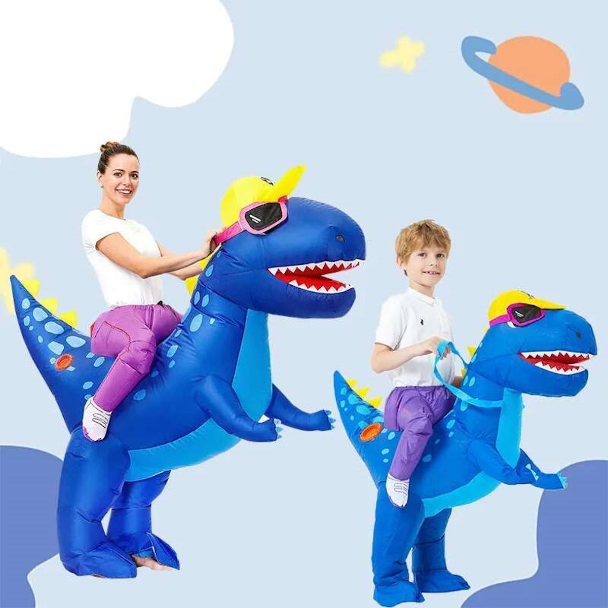 Kids Riding Dinosaur Costume Halloween Blow up Costume - ChildAngle