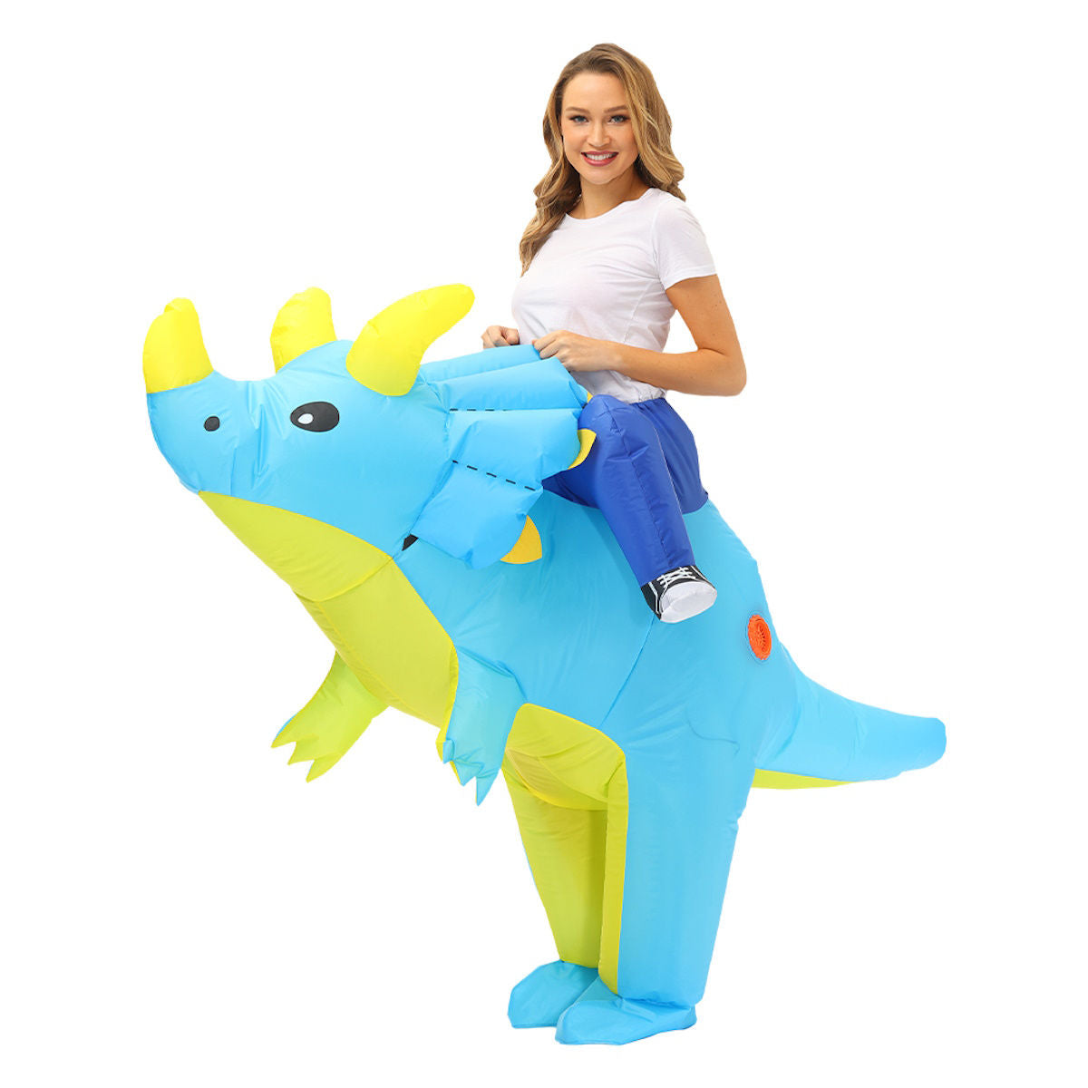 Kids Riding Dinosaur Costume Halloween Blow up Costume - ChildAngle