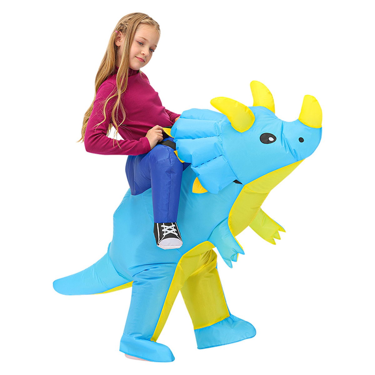 Kids Riding Dinosaur Costume Halloween Blow up Costume - ChildAngle