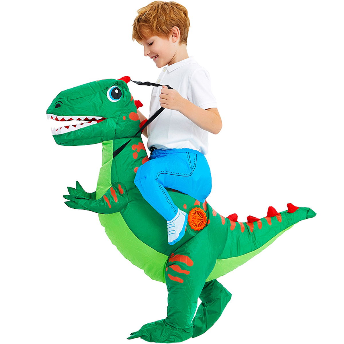 Kids Riding Dinosaur Costume Halloween Blow up Costume - ChildAngle