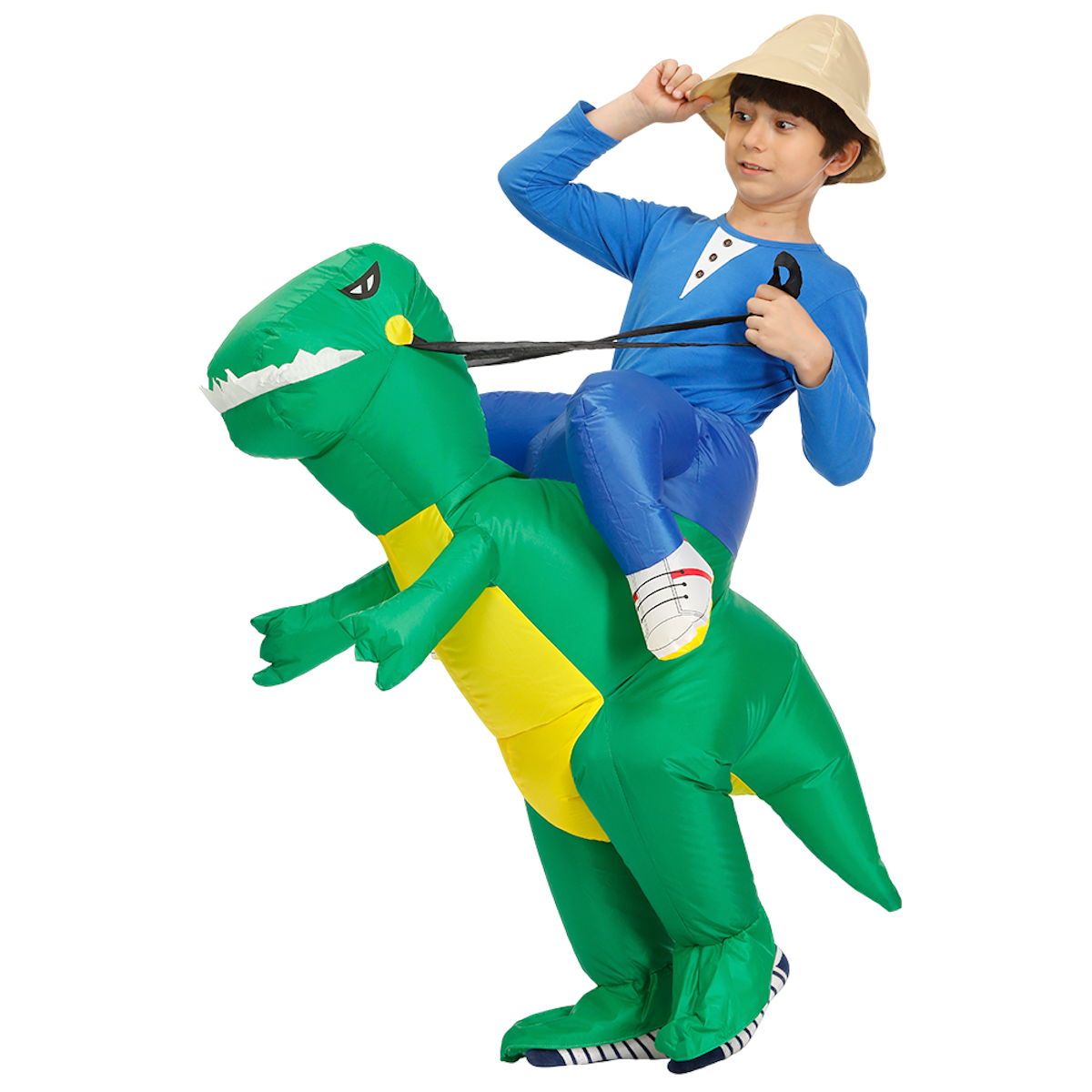 Kids Riding Dinosaur Costume Halloween Blow up Costume - ChildAngle