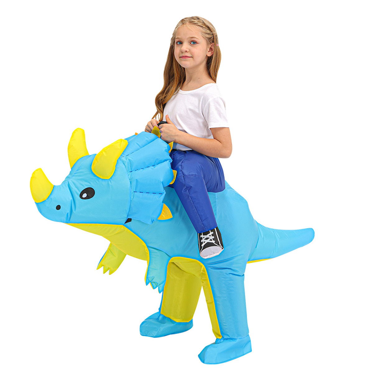 Kids Riding Dinosaur Costume Halloween Blow up Costume - ChildAngle