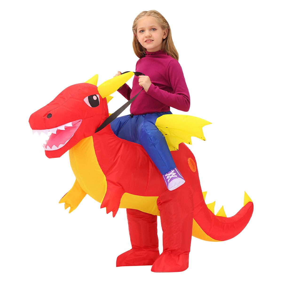 Kids Riding Dinosaur Costume Halloween Blow up Costume - ChildAngle