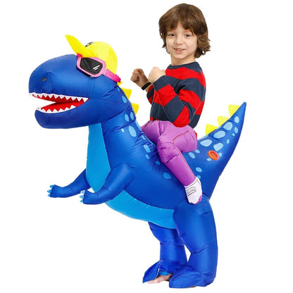 Kids Riding Dinosaur Costume Halloween Blow up Costume - ChildAngle