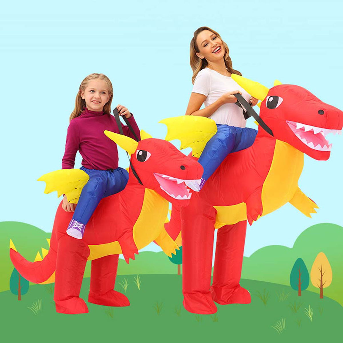 Kids Riding Dinosaur Costume Halloween Blow up Costume - ChildAngle