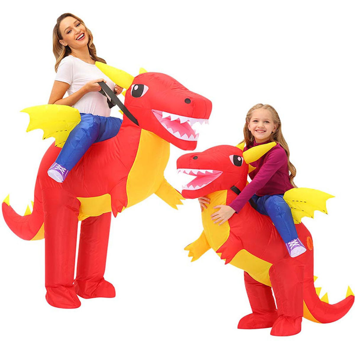 Kids Riding Dinosaur Costume Halloween Blow up Costume - ChildAngle