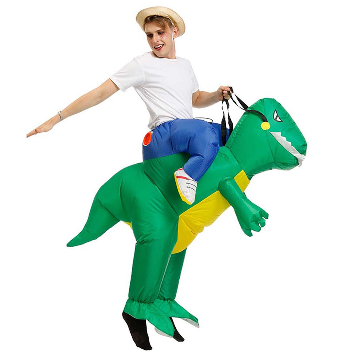 Kids Riding Dinosaur Costume Halloween Blow up Costume - ChildAngle