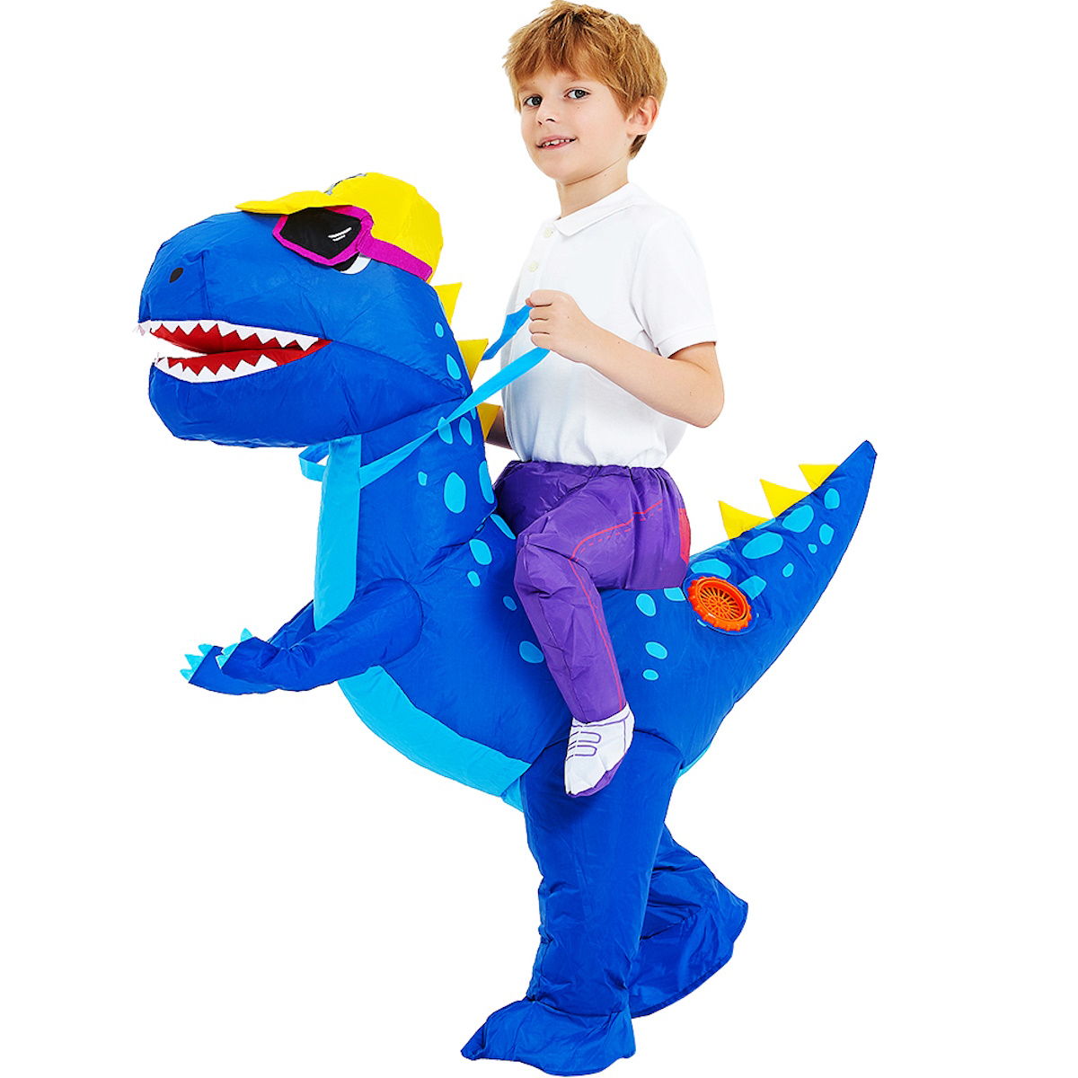 Kids Riding Dinosaur Costume Halloween Blow up Costume - ChildAngle