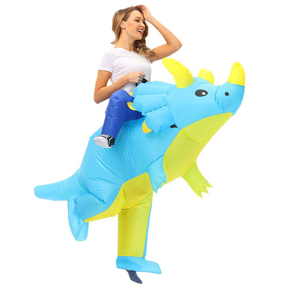 Kids Riding Dinosaur Costume Halloween Blow up Costume - ChildAngle