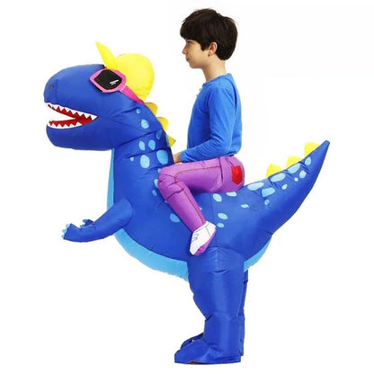 Kids Riding Dinosaur Costume Halloween Blow up Costume - ChildAngle