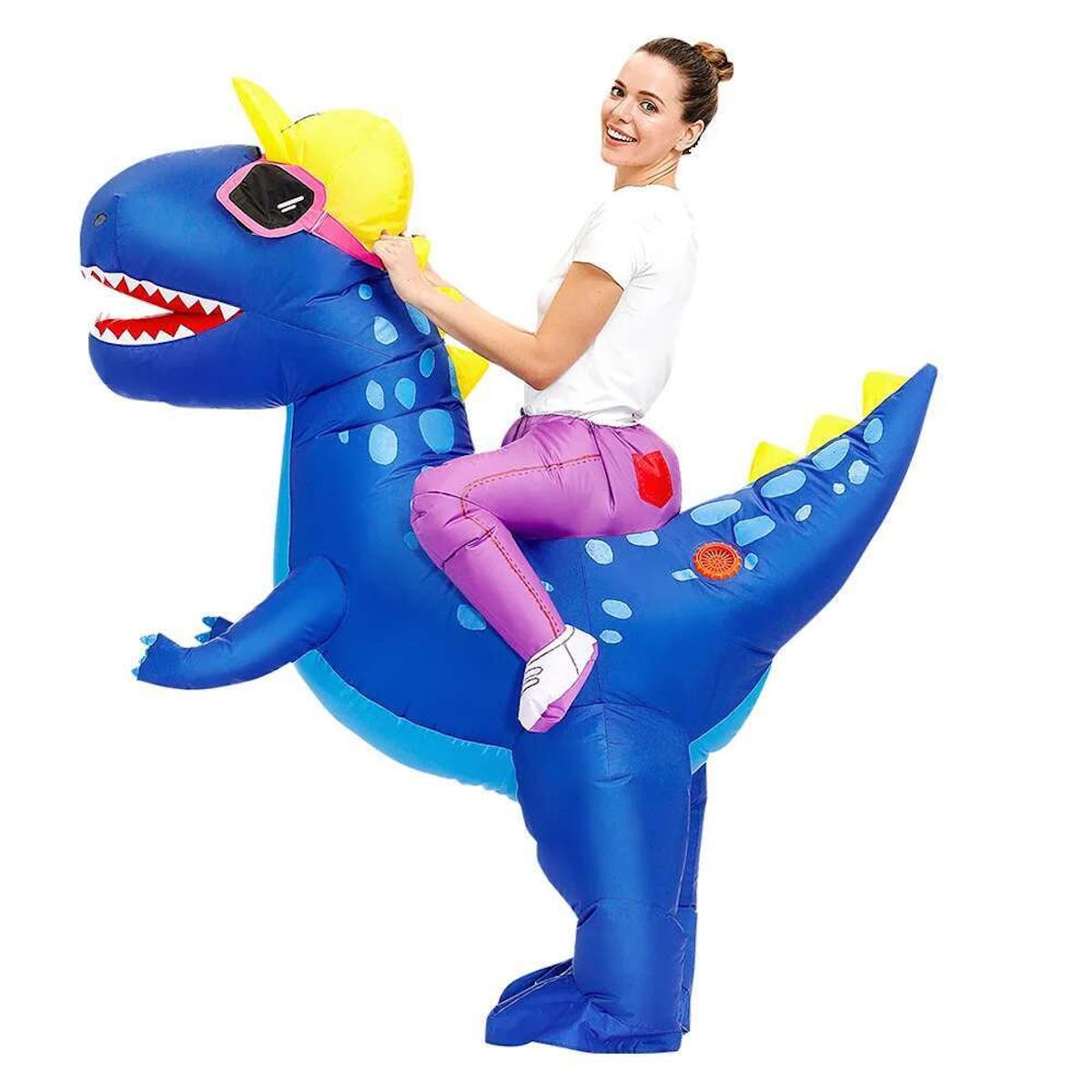 Kids Riding Dinosaur Costume Halloween Blow up Costume - ChildAngle