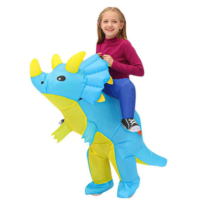 Kids Riding Dinosaur Costume Halloween Blow up Costume - ChildAngle