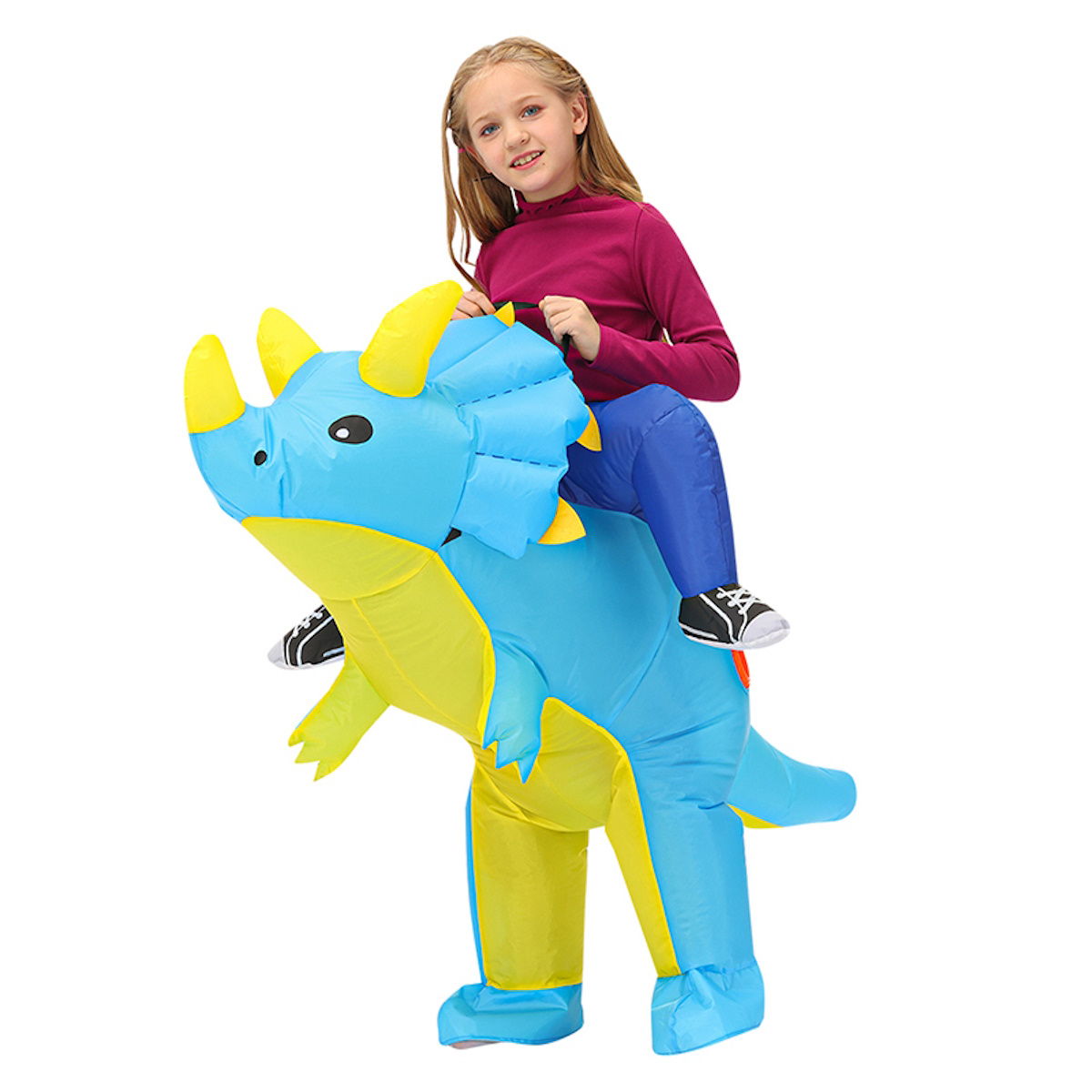 Kids Riding Dinosaur Costume Halloween Blow up Costume - ChildAngle
