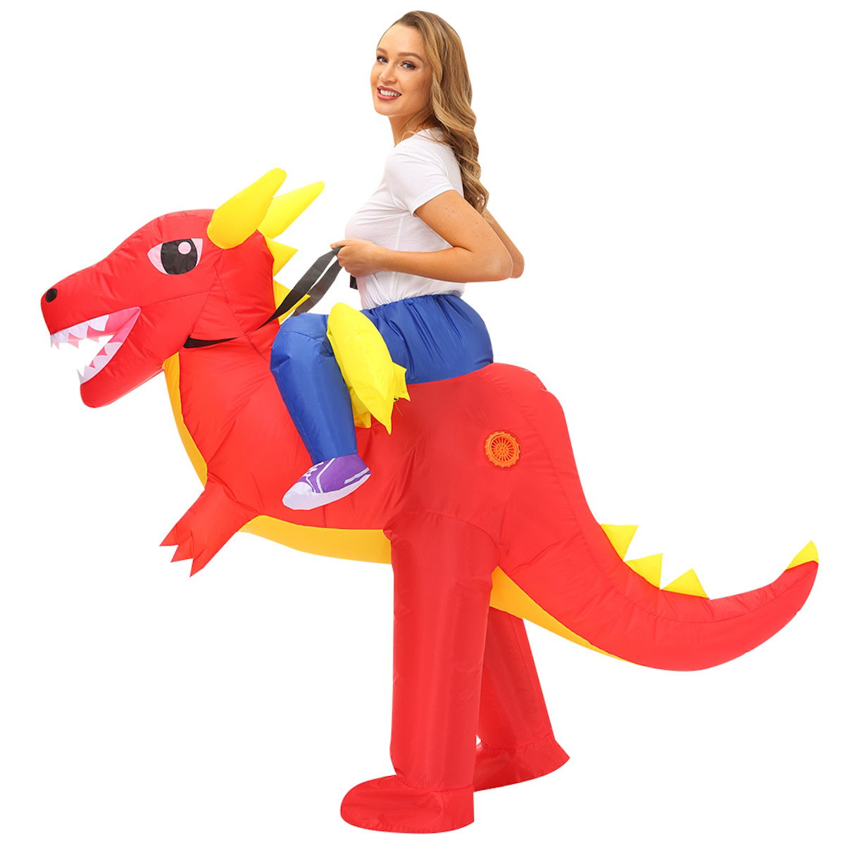 Kids Riding Dinosaur Costume Halloween Blow up Costume - ChildAngle