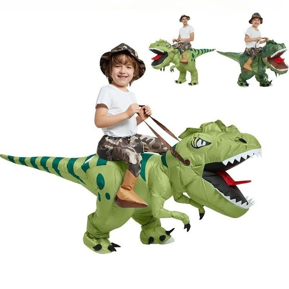 Kids Riding T Rex Costume Halloween Blow up Costume - ChildAngle