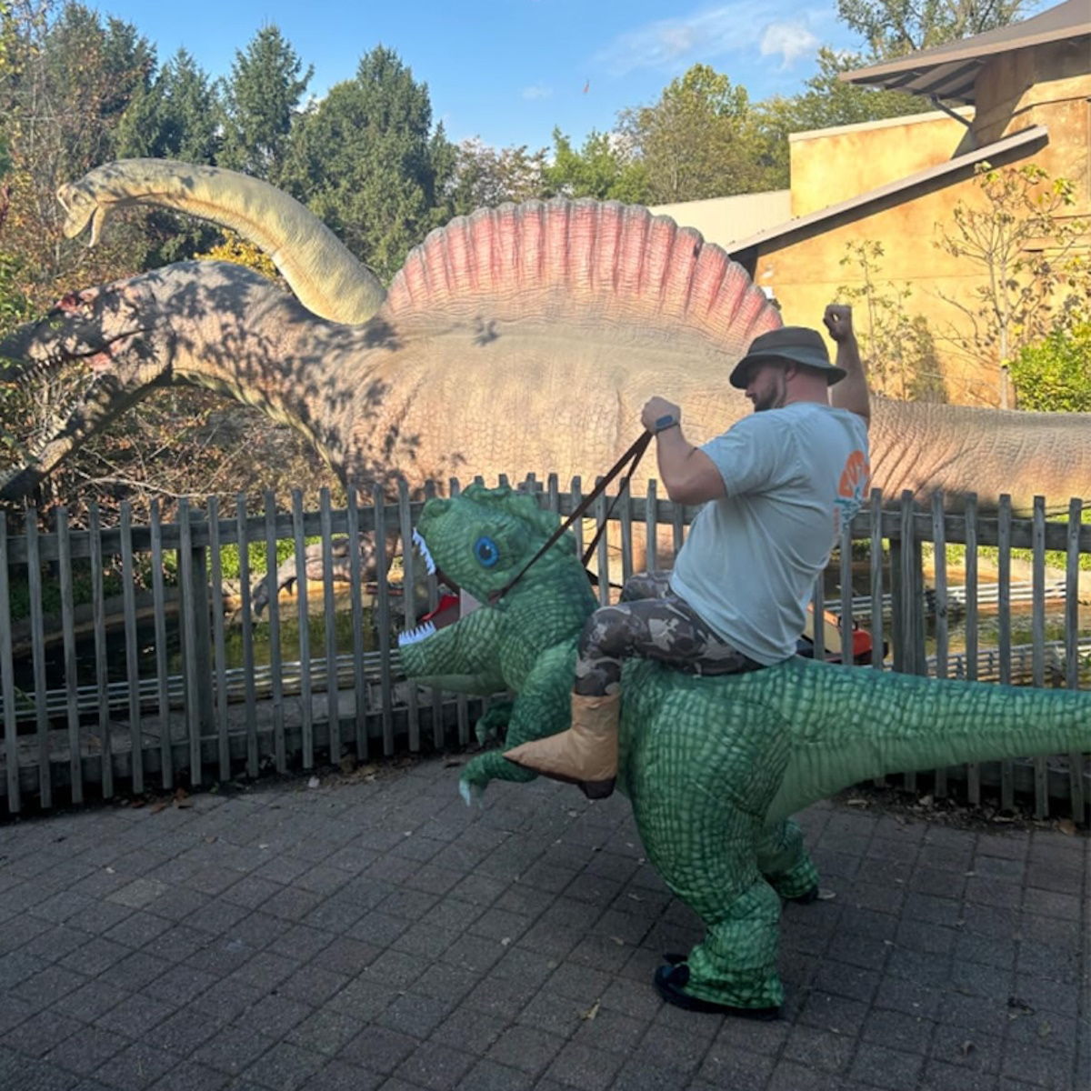 Kids Riding T Rex Costume Halloween Blow up Costume - ChildAngle