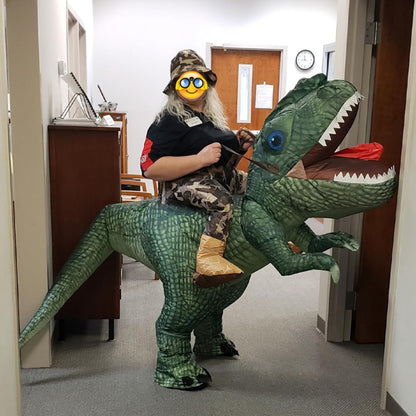 Kids Riding T Rex Costume Halloween Blow up Costume - ChildAngle