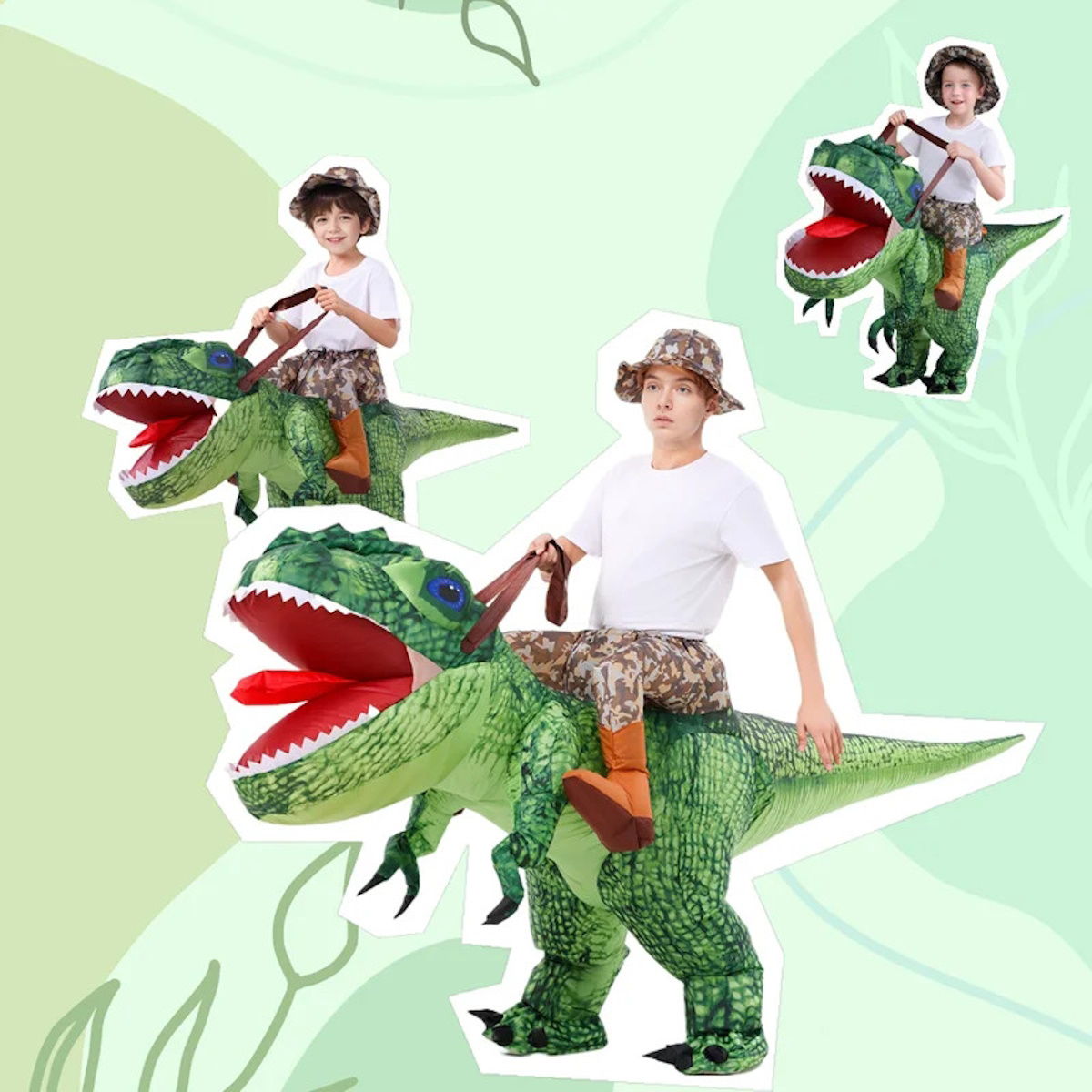 Kids Riding T Rex Costume Halloween Blow up Costume - ChildAngle