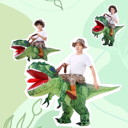 Kids Riding T Rex Costume Halloween Blow up Costume - ChildAngle