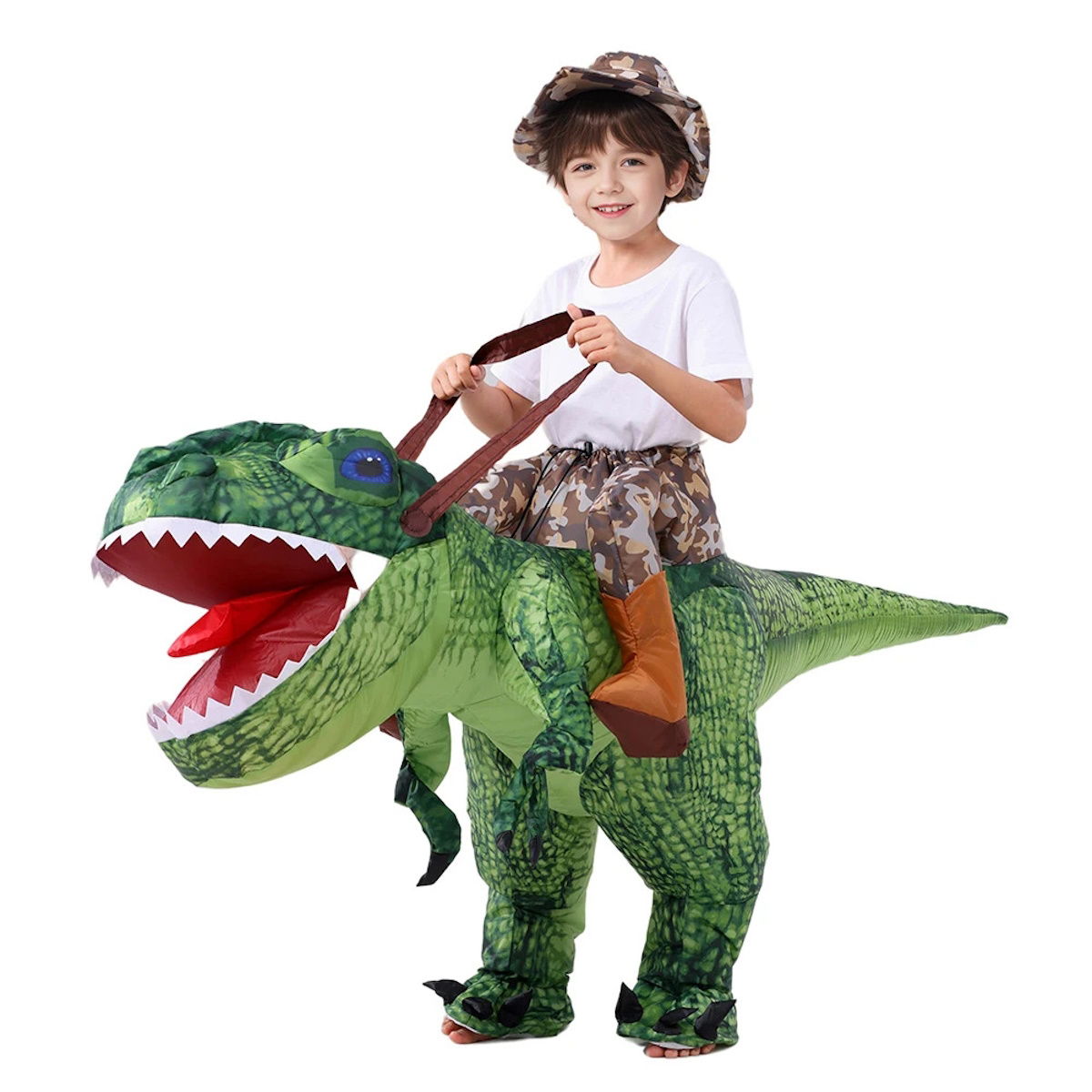 Kids Riding T Rex Costume Halloween Blow up Costume - ChildAngle