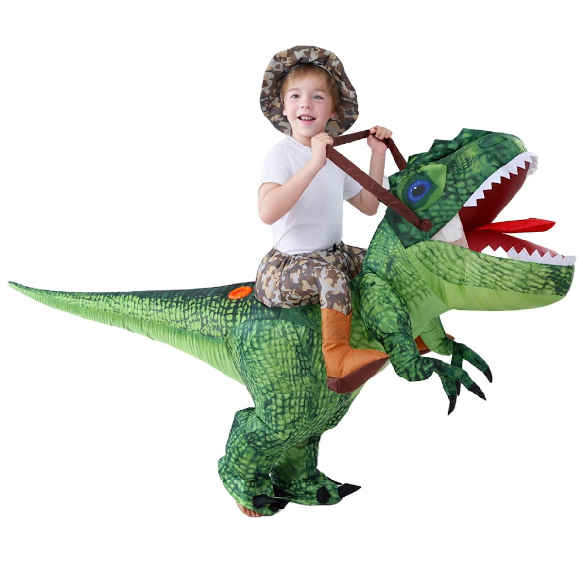 Kids Riding T Rex Costume Halloween Blow up Costume - ChildAngle